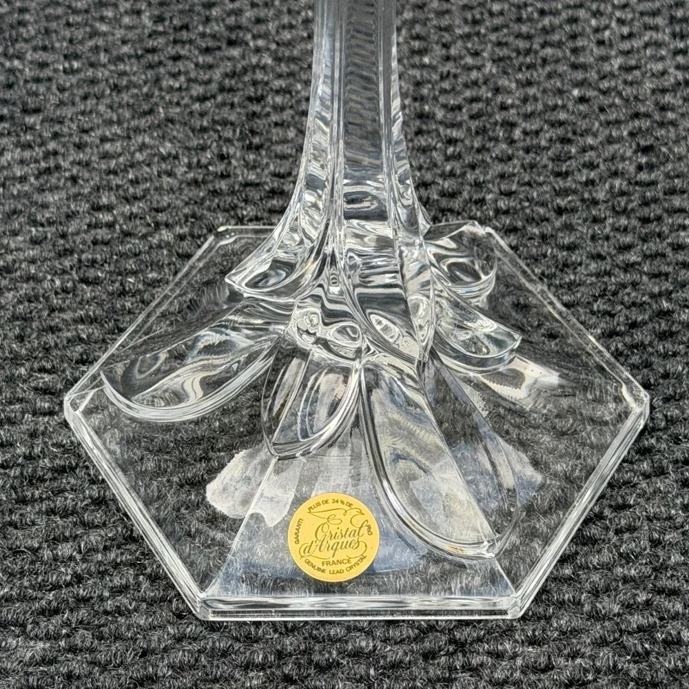 Cristal d'Arques France 24% Lead Crystal 3 Arm Candelabra Candle Holder 10.5